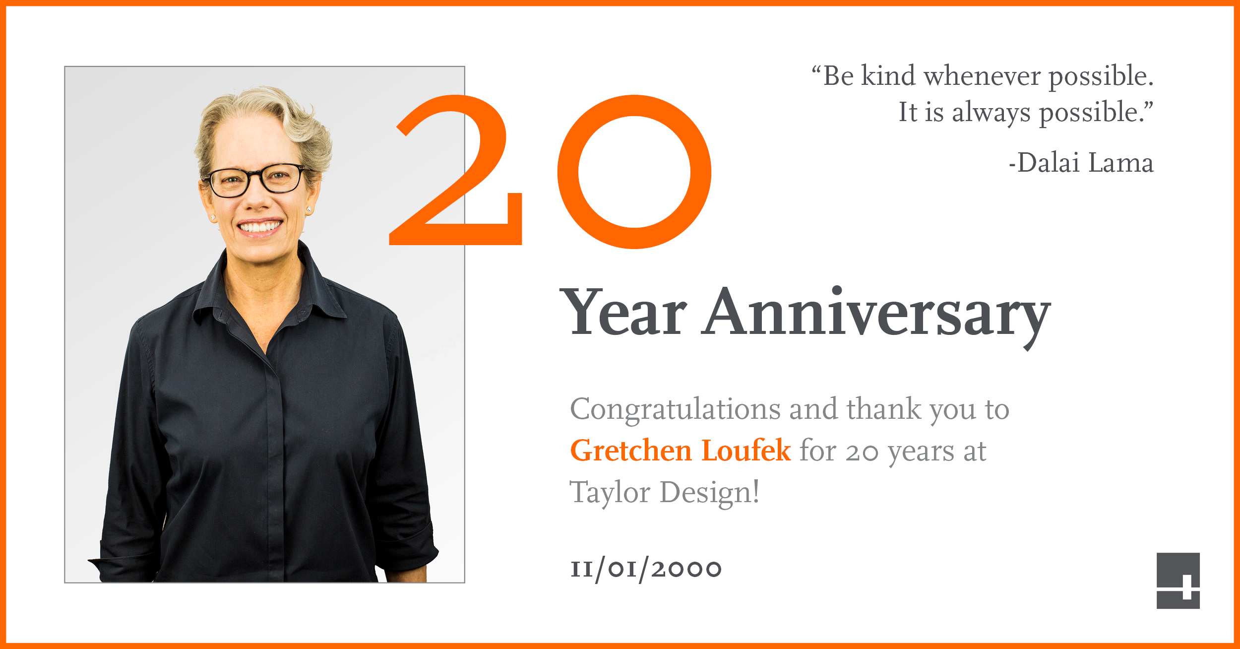 Gretchen Loufek celebrating 20 years at Taylor Design
